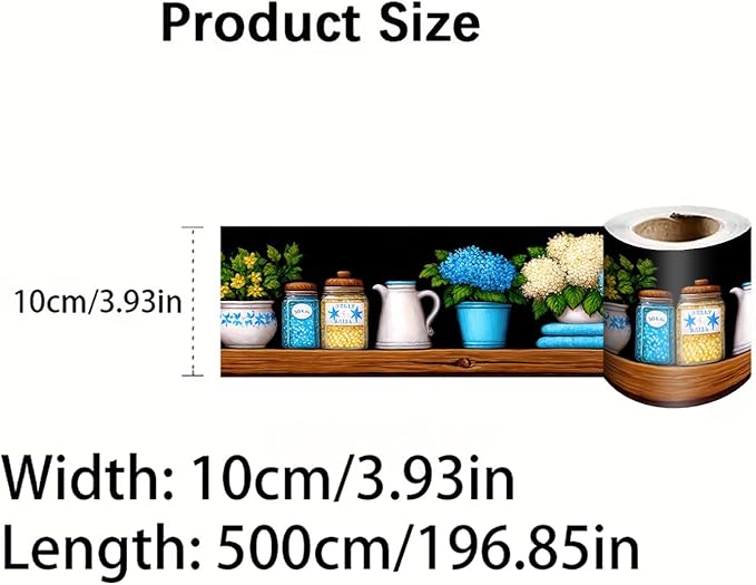 Kitchen Shelf Wallpaper Border 196x4 Inch Removable Wall Border Peel and Stick
