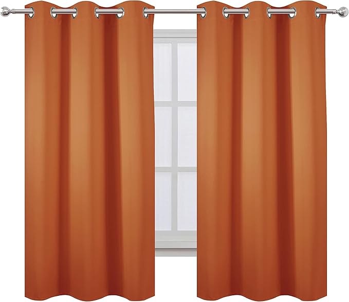 LEMOMO Orange Blackout Curtains 38 x 63 Inch Length/Set of 2 Curtain