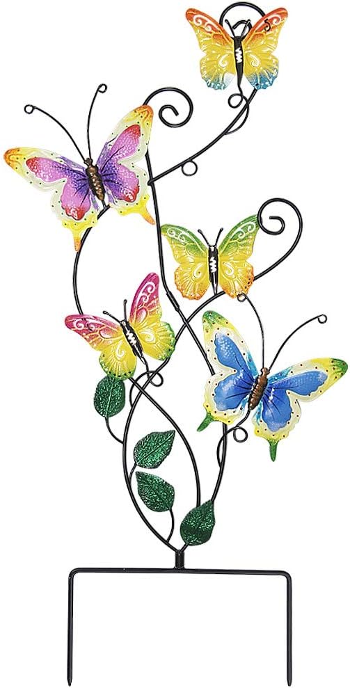 Juegoal 28 Inch Butterfly Garden Stake Decor Metal Wall Art Decoration, Mothers Day Ideal Gifts for Mom, Yard Outdoor Ornaments