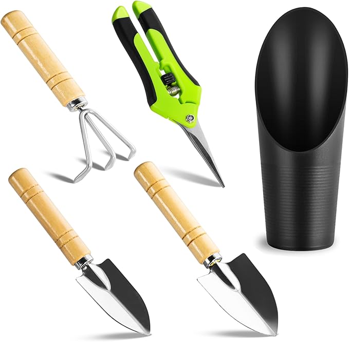 5Pcs Succulent Tools Mini Garden Small Gardening Tools Indoor, Pruning Shear Gardening Scissors, Hand kit for Bonsai, Cactus, Fairy, Houseplant of Transplanting, Repotting, Seedling Soil