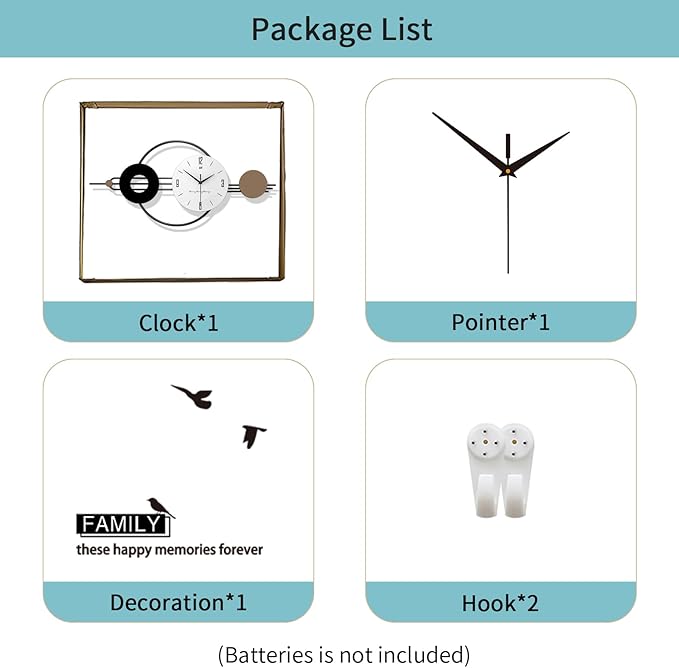 Decorative Wall Clocks for Living Room Decor, Large Modern Metal Wall Clocks