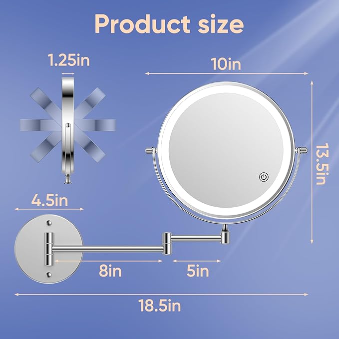 FUNTOUCH 9" Wall Mounted Makeup Mirror