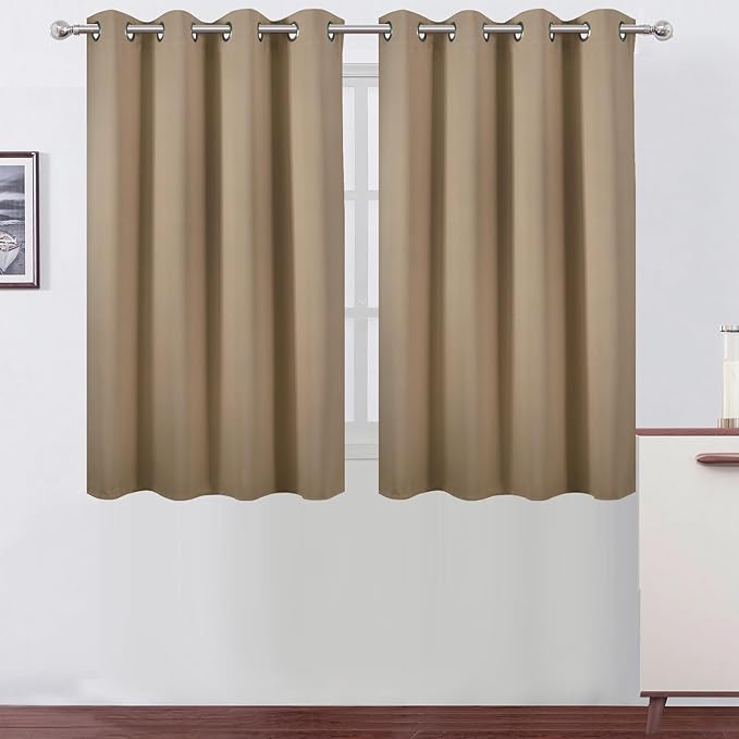 LEMOMO Natural Thermal Blackout Curtains/52 x 45 Inch/Set of 2 Panels Room