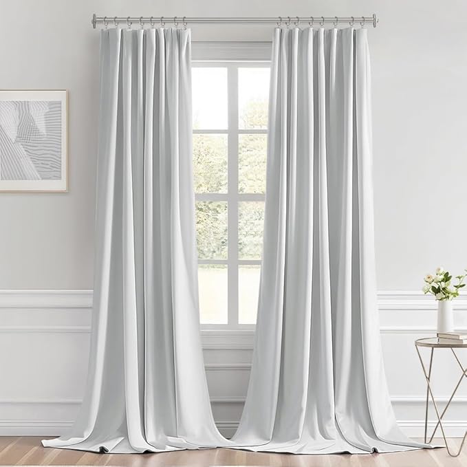 MIULEE Back Tab Light Blocking Curtains 120 Inch Long 2 Panels Set