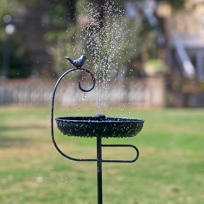 Bird Baths for Outdoors,Metal Bird Bath for Outside,Birdbath & Stand Bird Feeders with Metal Stake Gifts for Bird Lovers(Black)