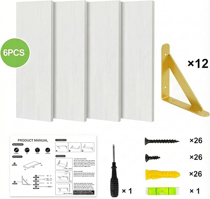 YGEOMER White Floating Shelves for Wall, Farmhouse 23.6 Inch Wall Shelves for