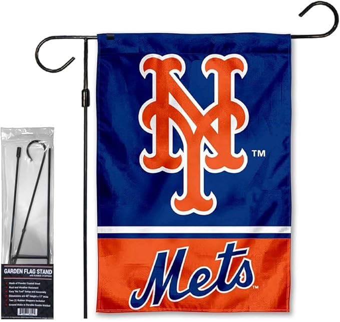 WinCraft Mets Garden Flag with Stand Holder Flagpole