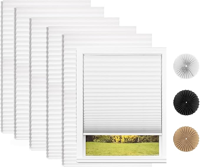 Changshade 6 Pack Temporary Shades, Pleated Paper Blinds