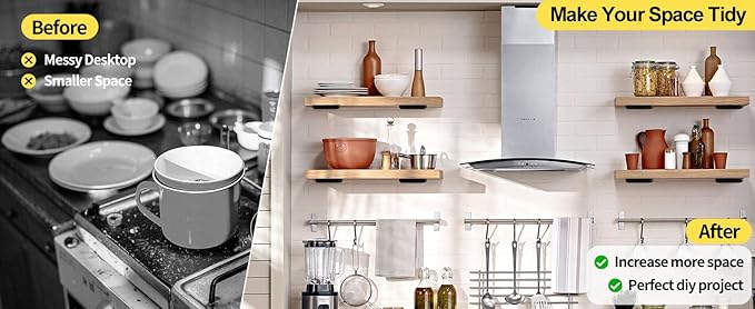 4 Pack - 4 inch Black Hidden L Shelf Bracket Iron Floating Shelf Brackets