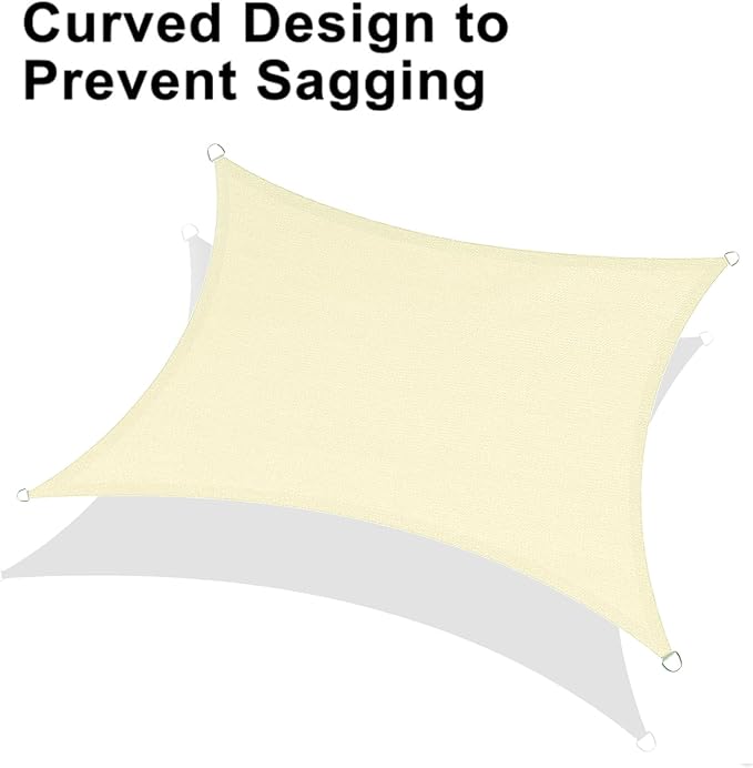 LOVE STORY Custom Size 8'x9' Butter Cream Sun Shade Sail Rectangle UV Block Canopy Patio Sail Sunshades Fabric for Outdoor Garden Carport (We Make Custom Size)