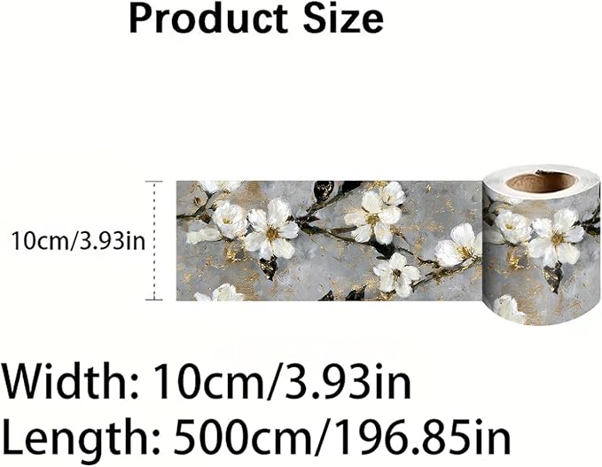 Cherry Blossom Wallpaper Border 196x4 Inch Peel and Stick Wall Border Gray
