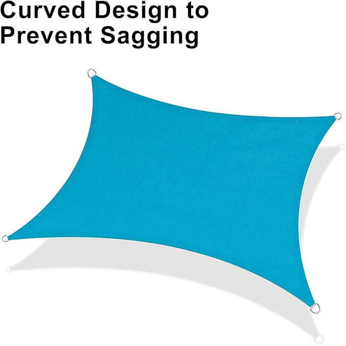 LOVE STORY 14' x 18' Sun Shade Sail Rectangle Sunshade UV Block Patio Shade Sail for Garden Backyard, Turquoise Blue