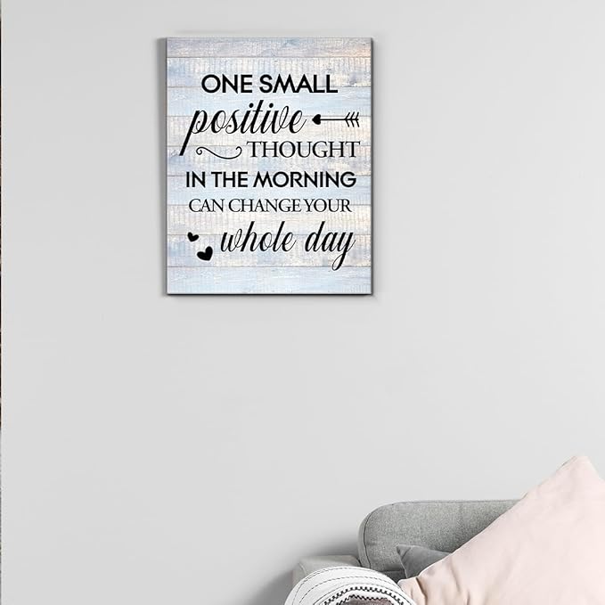 Inspirational Farmhouse Canvas Print Wall Art Decor One Small Positive Thought