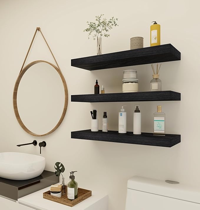 Vervida® 6 Pack Black Floating Shelves, Holds Up to 37 Lbs,