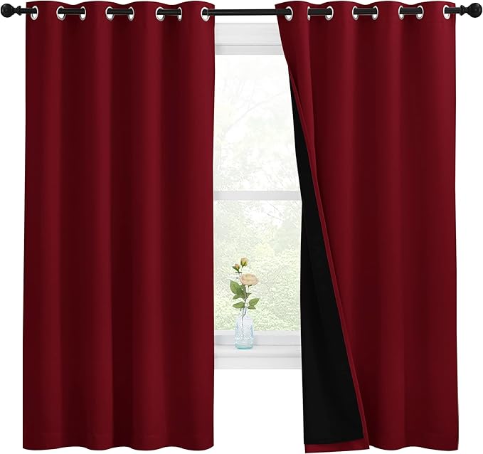 NICETOWN 100% Blackout Cold Blocking Curtain Panels, Thermal Insulated Curtains
