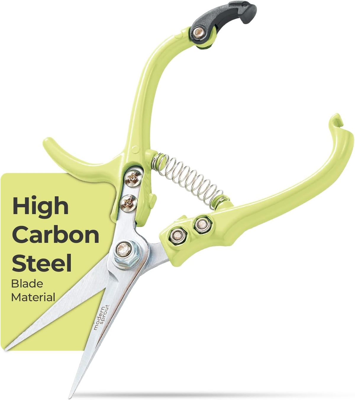 Modern Sprout Pruning Shears - Herb Snipping Scissors- Lightweight Gardening Tools W/Easy Lock - Flower Cutter Garden Shears - Carbon Steel Blade + Reusable Holster (Chartreuse, 1-Pack)