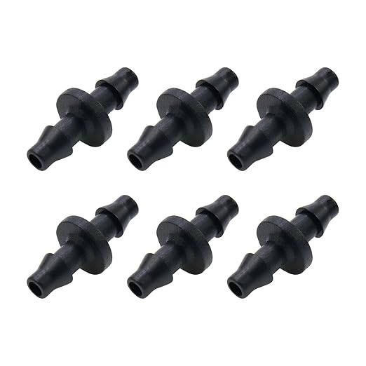 Dnyta 100pcs Barb Fittings PVC for 1/4 Inch Irrigation Tubing Drip Irrigation Barb Fittings Irrigation Tubing Connector Drip Irrigation Barbed Coupling for Plant Drip or Yard Spray Irrigation