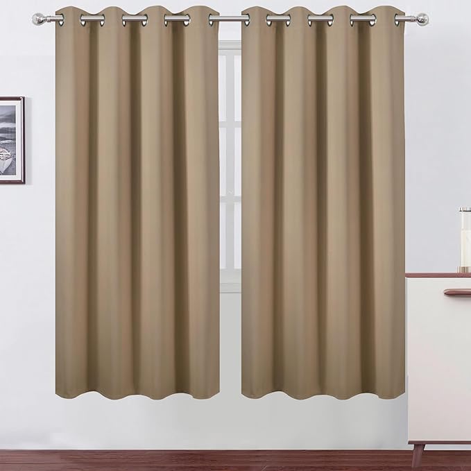 LEMOMO Natural Thermal Blackout Curtains/52 x 72 Inch/Set of 2 Panels Room