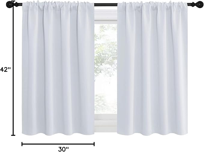 NICETOWN Greyish White Window Curtain Panels, RV Bunk Curtains, Thermal
