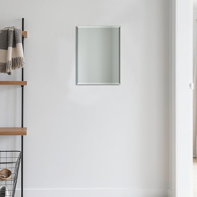 Beveled Bathroom Mirror for Wall, Rectangle Frameless Wall Mirror 16" x 12"