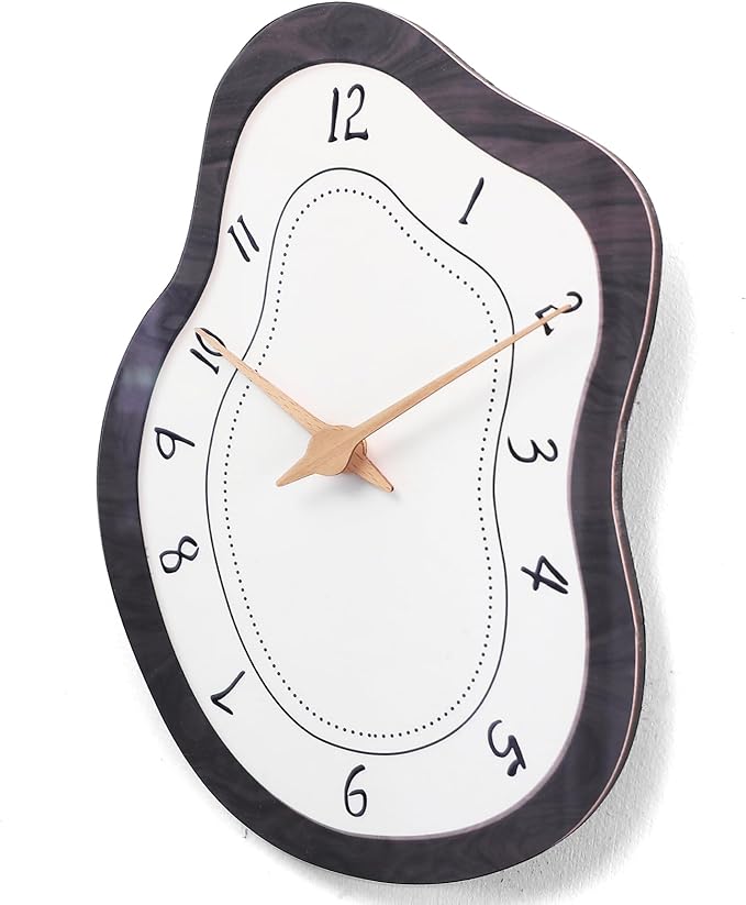 Mid Century Retro Irregular Shape Wall Clock, Silent Non-Ticking Battery