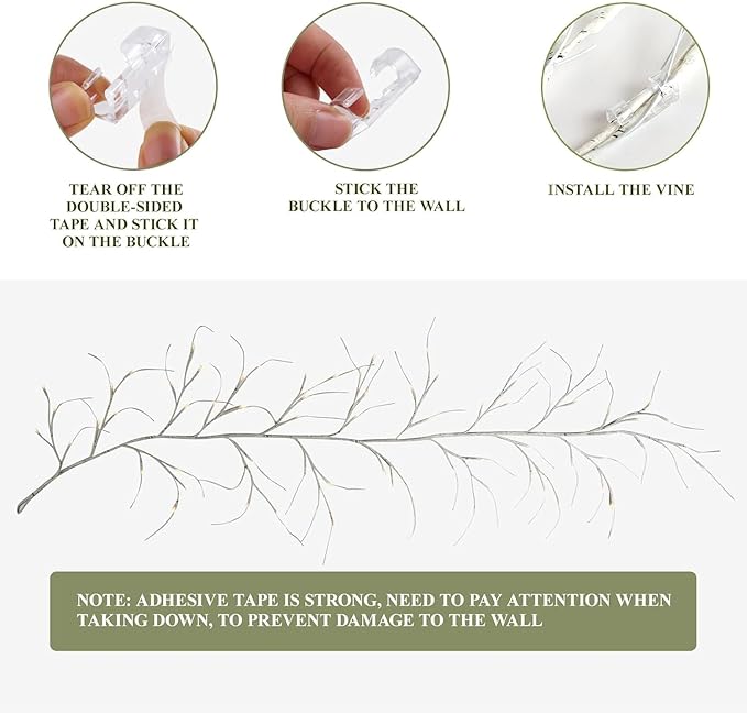 White Birch Garland with Lights 6ft 72LED, Battery Operated Twig Vine with Timer