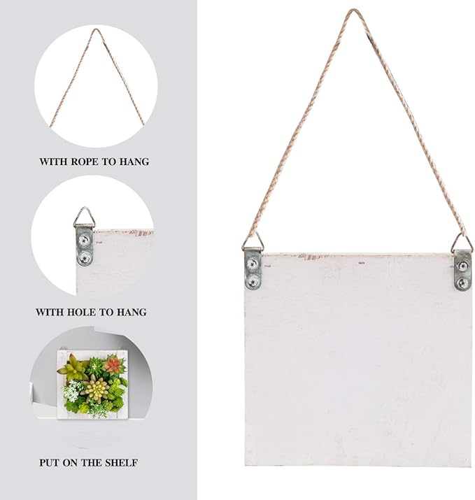 Hanging Wall Artificial Plants for Home Decor Indoor Faux Succulents in Wooden