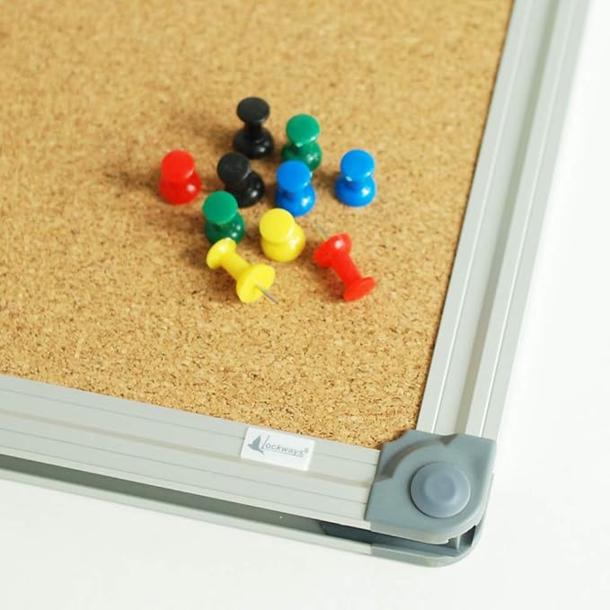 Lockways Cork Board Bulletin Board, Double Sided Corkboard 36" x 24",