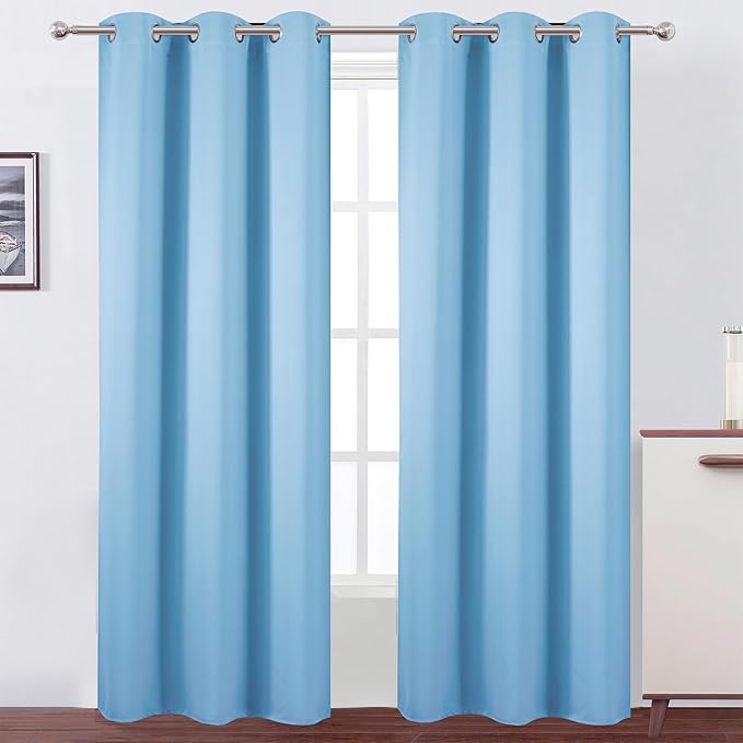 LEMOMO Sky Blue Thermal Blackout Curtains/42 x 84 Inch/Set of 2 Panels Room