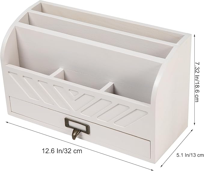VERGOODR Solid Wooden Desk Drawer Organizer Desktop File Sorter,Desktop Mail Organizer with Handle For Office Supplies,Office Desk Accessories & Workspace Organizers for Home Organization (white)