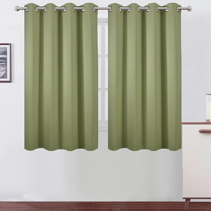LEMOMO Sage Green Thermal Blackout Curtains/52 x 54 Inch/Set of 2 Panels Room