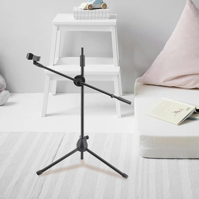 BESPORTBLE Metal Microphone Boom Arm with Dual Mic Clip and Spring Clamp, 350Mm Adjustable Desk Mic Stand Arm for Live Streaming and Recording