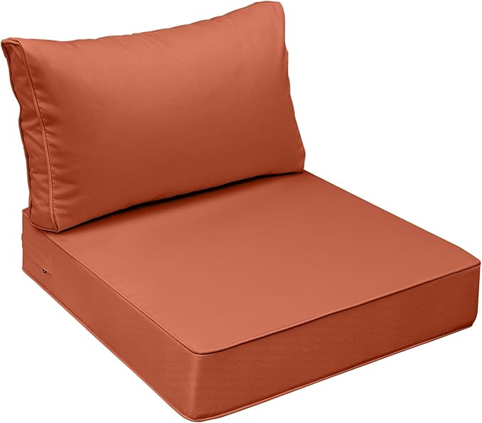 AAAAAcessories Outdoor Seat Cushions for Chairs, Fade-Resistant, Waterproof Patio Furniture Replacement Cushions, 23" x 23" x 5" + 23" x 13.5", Rust