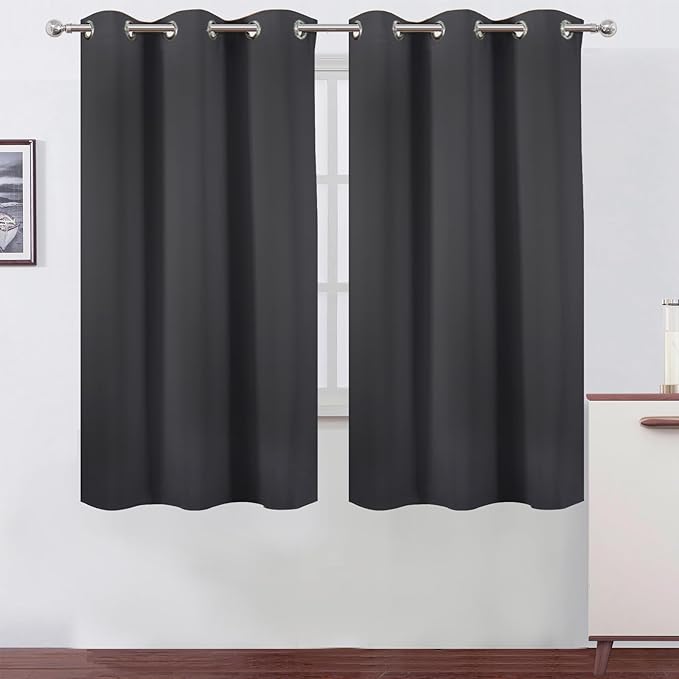LEMOMO Dark Grey Thermal Blackout Curtains/38 x 63 Inch/Set of 2 Panels Room