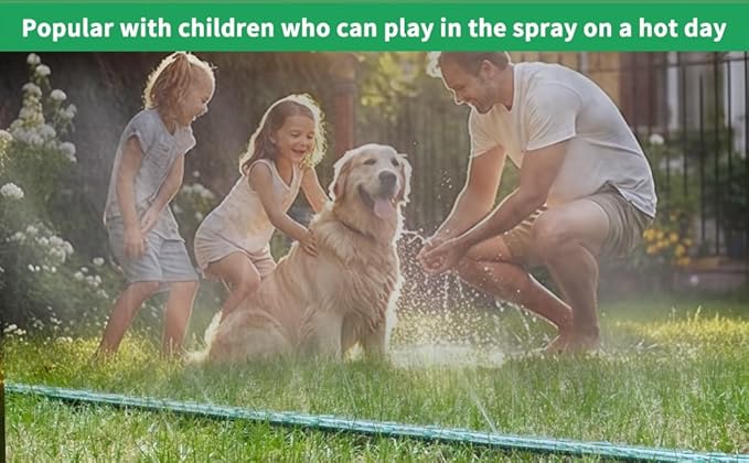 Watoo 2026 Sprinkler Hose & Soaker Hose for Yard - 150 FT Reinforced Flat Garden Hose with Holes, Heavy Duty No-Kink Lawn Irrigation Hose (Includes Stakes, High Pressure Spray)