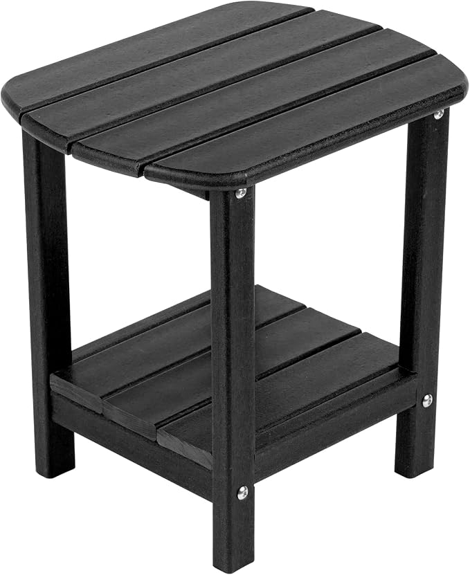 nalone Adirondack Side Table 16.5" Outdoor Side Table HDPE Plastic Double Adirondack End Table Small Table for Patio (Black)