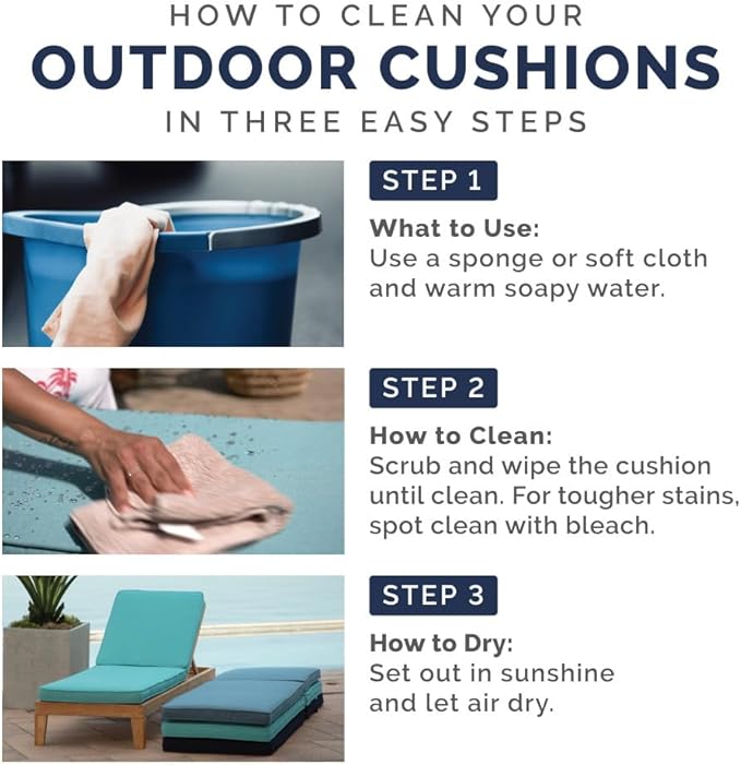Arden Foam Outdoor Seat Cushions (4-Pack), 19 x 19, Premium High-Density Foam, Never Flattens, Weather-Proof for Outdoor Chairs Sapphire Blue Leala