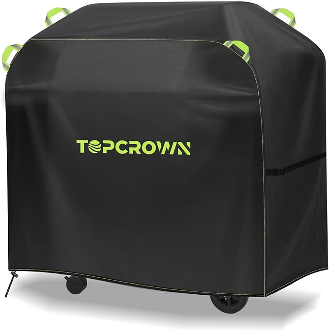 TOPCROWN Grill Cover for Outdoor Grill, Universal Fit 45"-75" BBQ Gas Grill Waterproof Anti-UV Oxford Fabric Windproof Design with Adjustable Straps, Fits Weber/Char-Broil/Nexgrill and More (75")