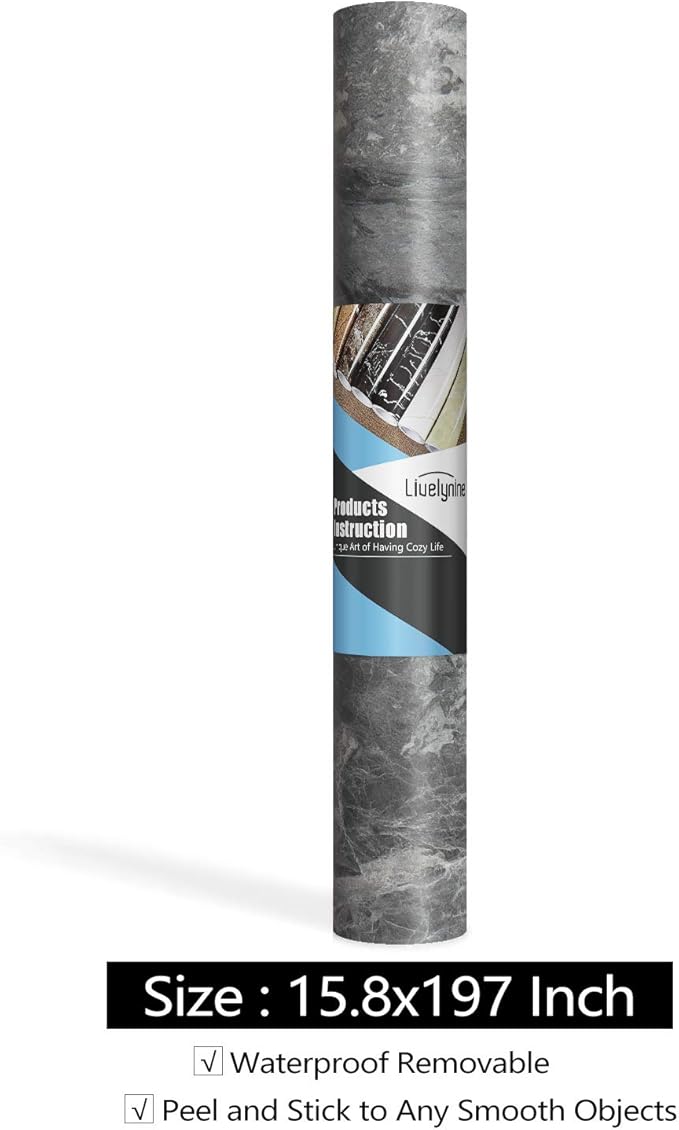 Livelynine 15.8X394 Inch Textured Concrete Wallpaper Peel and Stick Mural