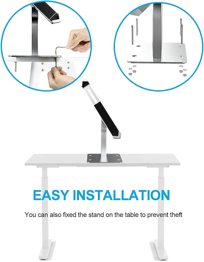 woleyi Anti-Theft Desktop Tablet Kiosk Stand Holder, Heavy Duty Countertop Tablet POS Display Mount with Security Lock and Key, Compatible with iPad Pro/Air/Mini, Galaxy Tabs, More 7-11" Tablets