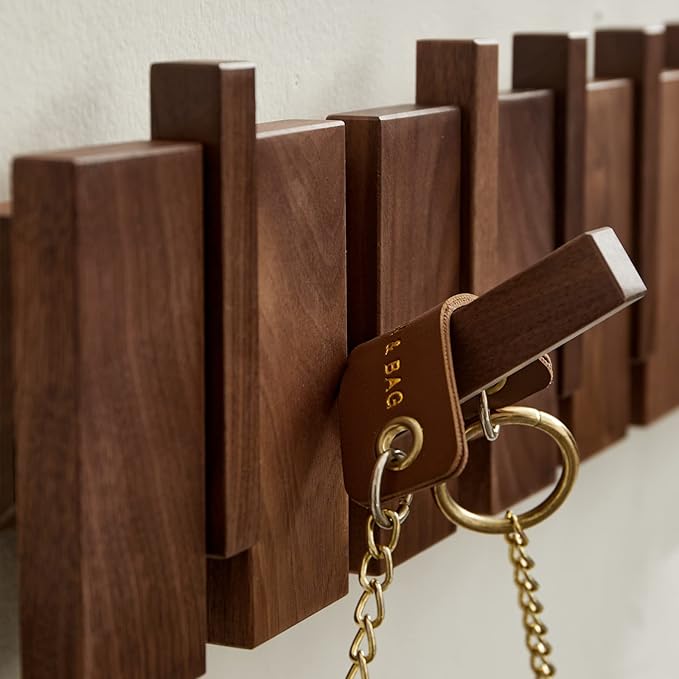 QUELLANCE Wooden Coat Hooks Wall Mounted, Coat Rack Hanger Wall Mount