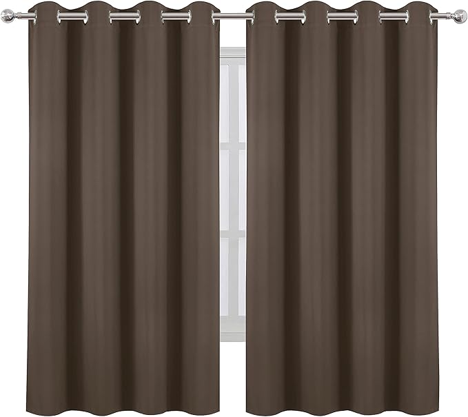 LEMOMO Chocolate Brown Blackout Curtains 66 x 63 Inch Length/Set of 2 Curtain
