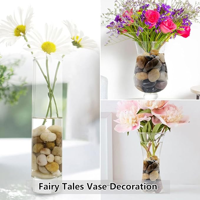 YISZM 40lbs Black Pebbles Mulch for Landscaping, 1-2 Inch High Polished Natural River Rocks for Plants, Decorative Stones Garden Outdoor and Indoor DIY Vase Filler Fish Tank Aquariums