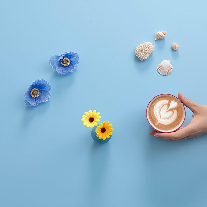 FUKU MON Light Blue Matte Contact Paper, Self-Adhesive Peel and Stick Wallpaper