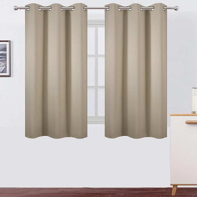 LEMOMO Beige Blackout Curtains 42 x 54 Inch Length Set of 2 Panels Grommet