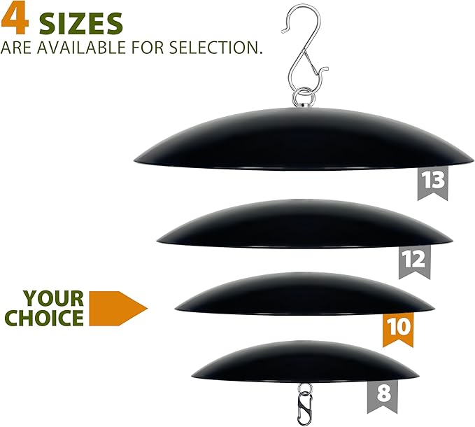 10-Inch Mini Hummingbird Feeder Rain Guard,Bird Feeder Dome Guard,Squirrel Baffle for Hanging Feeder in the Outdoors (Black), 4 Pack
