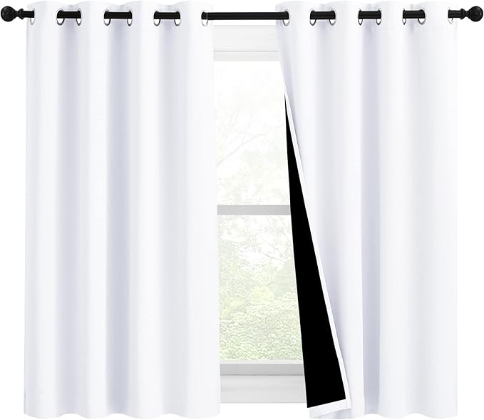 NICETOWN White 100% Blackout Curtains