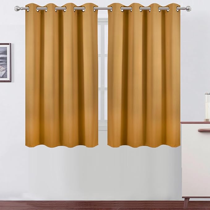LEMOMO Mustard Yellow Thermal Blackout Curtains/52 x 54 Inch/Set of 2 Panels
