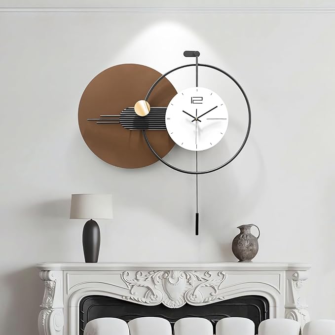 Large Modern Wall Clock for Living Room, Decorative Silent Battery Operated