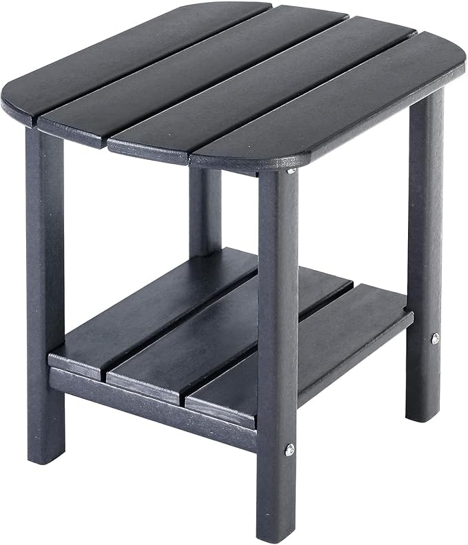 LZRS Double Adirondack Side Table, Outdoor Side Tables, End Tables for Patio, Backyard,Pool, Indoor Companion, Easy Maintenance & Weather Resistant(Grey)